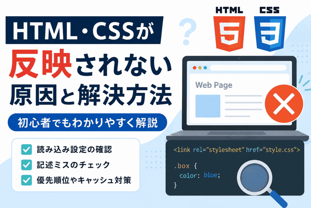 HTML・CSSが反映されない原因とは？初心者が確認したい対処法を解説 - 忍者CODEマガジン